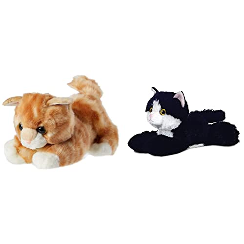 AURORA World 60467 MiYoni Tots Tabby Cat Plush Toy (Orange) & 8-inch Flopsie Cat (Black/White)