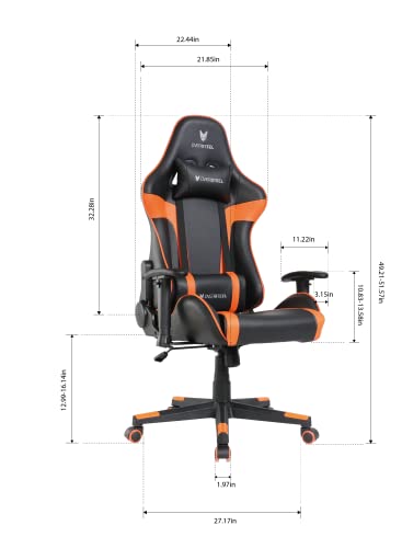 Oversteel - ULTIMET Professional Gaming Chair Leatherette, 2D Armrests, Height Adjustable, Reclining Backrest 180º, Gas Piston Class 3, Up to 120Kg, Orange