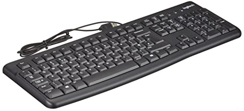 Logitech K120 Wired Business Keyboard for Windows or Linux, USB Plug-and-Play, Full-Size, Spill Resistant, Curved Space Bar, PC/Laptop, QWERTY UK Layout - Black