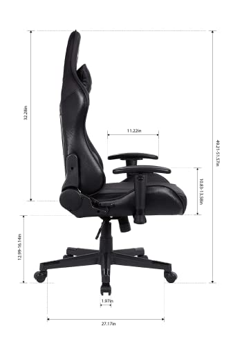 Oversteel - ULTIMET Professional Gaming Chair Leatherette, 2D Armrests, Height Adjustable, Reclining Backrest 180º, Gas Piston Class 3, Up to 120Kg, Black