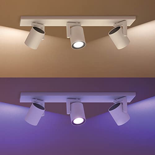 Philips Hue Argenta White & Colour Ambiance Smart 3x Ceiling Spotlight Bar LED (GU10) with Bluetooth, White, Works with Alexa, Google Assistant and Apple HomeKit