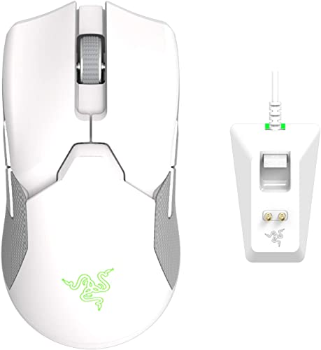 Razer Viper Ultimate with Charging Dock - Ambidextrous Esports Gaming Mouse Powered by HyperSpeed Wireless Technology (Focus+ 20K Optical Sensor, 74g Lightweight, RGB Chroma) Mercury White