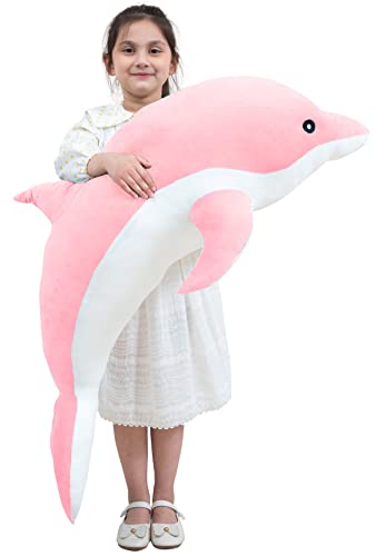 Kekeso Dolphin Plush Toys Lovely Stuffed Soft Animal Hugging Pillow Dolphin Dolls for Children Girls Sleeping Cushion Gift (70cm/27.55inch, Pink)