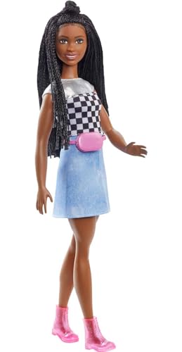 Barbie: Big City, Big Dreams Barbie “Brooklyn” Roberts Doll (11.5-in, Brunette Braided Hair) Wearing Shimmery Top, Skirt & Accessories, Gift for 3 to 7 Year Olds