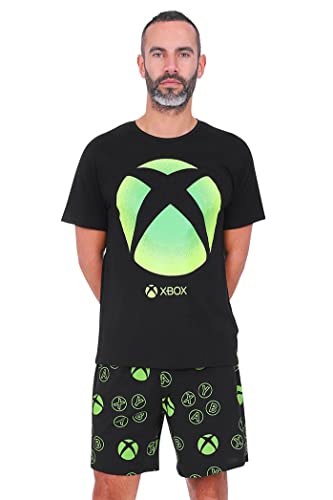 Xbox Official Mens and Boys Matching Gaming Short Cotton Pyjama Set Black (11-12 Years)