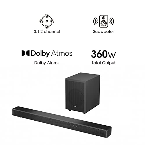 Hisense AX3120G 3.1.2 Channel 360W Dobly Atmos Soundbar with Wireless Subwoofer and Up Firing Speakers