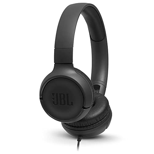 JBL T500 in Black – Over Ear Lightweight, Foldable Headphones with Pure Bass Sound – 1-Button Remote / Built-In Microphone