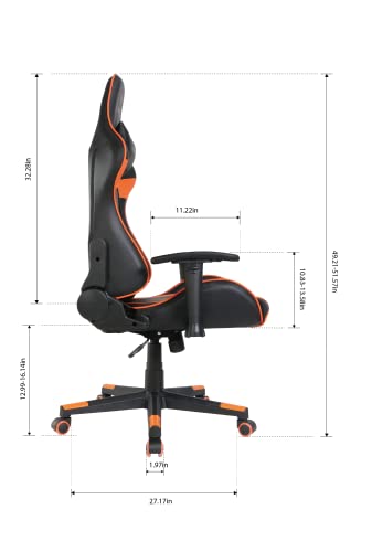 Oversteel - ULTIMET Professional Gaming Chair Leatherette, 2D Armrests, Height Adjustable, Reclining Backrest 180º, Gas Piston Class 3, Up to 120Kg, Orange