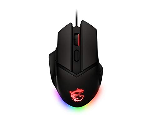 MSI CLUTCH GM20 ELITE Gaming Mouse - 6400 DPI Optical Sensor, Right-Handed, 20M+ Click Switches, 6-Buttons, Adjustable Weight System, 1ms Latency, RGB Mystic Light, 98-109g - Wired