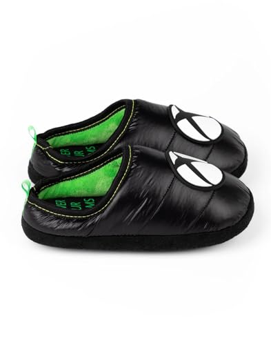 Xbox Slippers for Kids Teens | Boys Girls Game Console Logo House Shoes Merchandise Gifts for Him | Black Green Slip On Loafers 5 UK