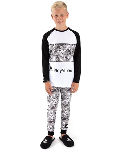 PlayStation Pyjamas For Boys | Kids Camo T Shirt With Trousers Gamer PJs | Console Controller Gamepad Merchandise