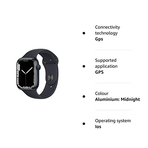 Apple Watch Series 7 (GPS, 45MM) - Midnight Aluminum Case with Midnight Sport Band (Renewed)