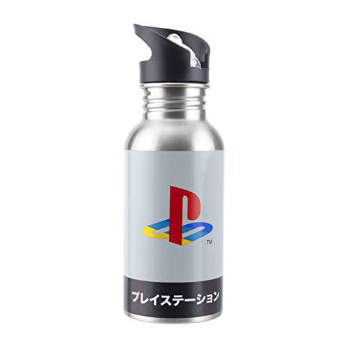Paladone Playstation Heritage Stainless Steel Water Bottle, 500 ml, 16.9 fl oz, Multicolored