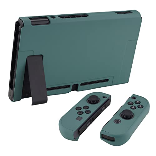 eXtremeRate PlayVital Back Cover for Nintendo Switch Console, NS Joycon Handheld Controller Separable Protector Hard Shell, Customized Dockable Protective Case for Nintendo Switch - Hunter Green