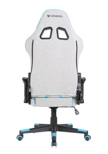 Oversteel - ULTIMET Professional Gaming Chair, Breathable Fabric, 2D Armrests, Height Adjustable, 180° Reclining Backrest, Gas Piston Class 3, Up to 120Kg, Gray/Blue