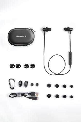SoundPEATS Q30 HD+ Bluetooth Earphones with Mic, Wireless Earbuds Magnetic IPX6 Running Headphones, APTX-HD, cVc Noise Cancellation, 10mm Drivers, Super Bass, Lightweight, 12 Hrs Play Time
