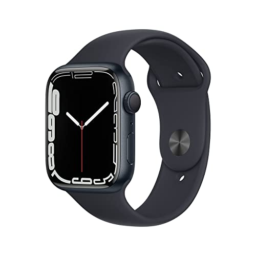 Apple Watch Series 7 (GPS, 45MM) - Midnight Aluminum Case with Midnight Sport Band (Renewed)