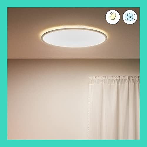 WiZ Tunable White Superslim Smart Connected WiFi Ceiling Mounted Light [White - 36W] Cool to Warm White Light, App Control for Home Indoor Lighting, Livingroom, Bedroom.