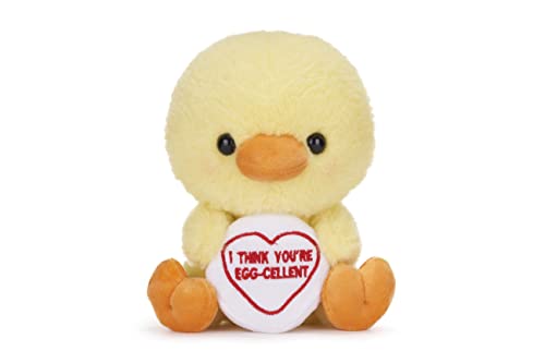 Posh Paws 37510 Swizzels Love Hearts 18cm (7-Inch) Baby Chick ‘I Think You’RE Egg-CELLENT’ Plush Soft Toy