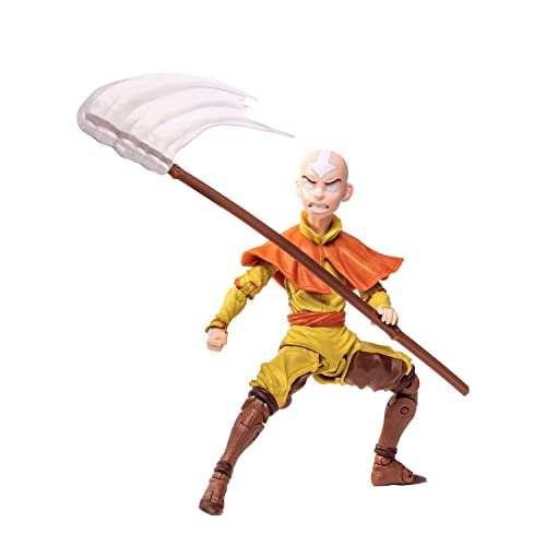 McFarlane Toys, Avatar the Last Airbender 7-inch Gold Label Aang Action Figure with 22 Moving Parts, Collectible Figure with Accessories and Collectors Stand Base – Ages 12+