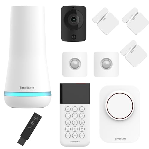 SimpliSafe 10 Piece Wireless Home Alarm System (3rd Generation) with Motion Sensor, HD Security Camera and Outdoor Siren - Home Security Systems with Optional Monitoring and No Contracts