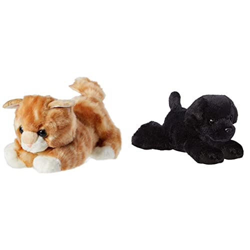 AURORA World 60467 MiYoni Tots Tabby Cat Plush Toy (Orange) &, 31295, Mini Flopsies Blackie Black Labrador Dog, 8in, Soft Toy, 8"