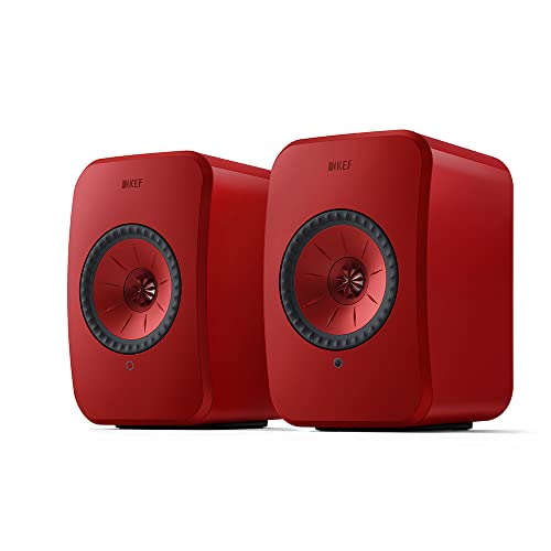 KEF LSX II - Wireless Bookshelf Speakers, Red | Active Speakers | TV | PC | Gaming | HDMI