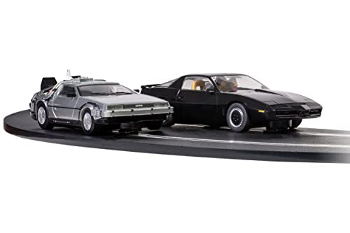 Scalextric 1980s TV - Back to the Future vs Knight Rider Race Set - Electric Race Car Track Set for Ages 5+, Slot Car Race Tracks - Includes: Cars, Track & Controllers - 1:32 Scale Race Sets