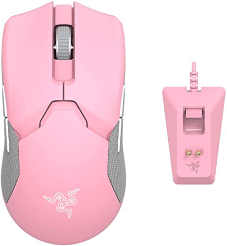 Razer Viper Ultimate with Charging Dock - Ambidextrous Esports Gaming Mouse Powered by HyperSpeed Wireless Technology (Focus+ 20K Optical Sensor, 74g Lightweight, RGB Chroma) Quartz Pink