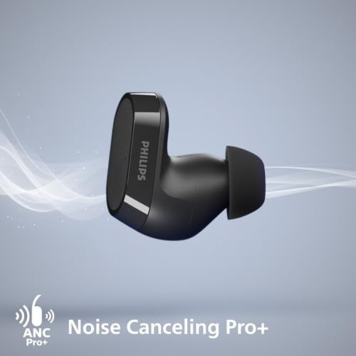 PHILIPS Fidelio T2 Noise Cancelling True Wireless In-Ear Bluetooth Headphones - Superior Call Quality, Voice Assistant Compatible with up to 40 Hours Music Play Time - Black