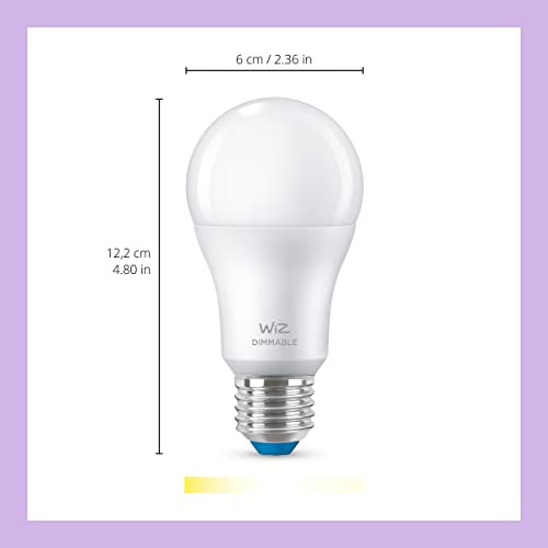 WiZ Dimmable [E27 Edison Screw] Smart Connected WiFi Light Bulb. 60W Warm White Light, App Control for Home Indoor Lighting, Livingroom, Bedroom.