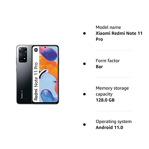 Xiaomi Redmi Note 11 Pro - Smartphone 128GB, 6GB RAM, Dual Sim, Graphite Grey