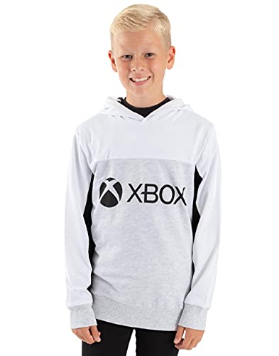 Xbox Hoodie For Boys & Girls | Kids White Grey Game Console Logo Hooded Sweatshirt | Childrens Gamers Jacket Clothing Merchandise 14-15 Years