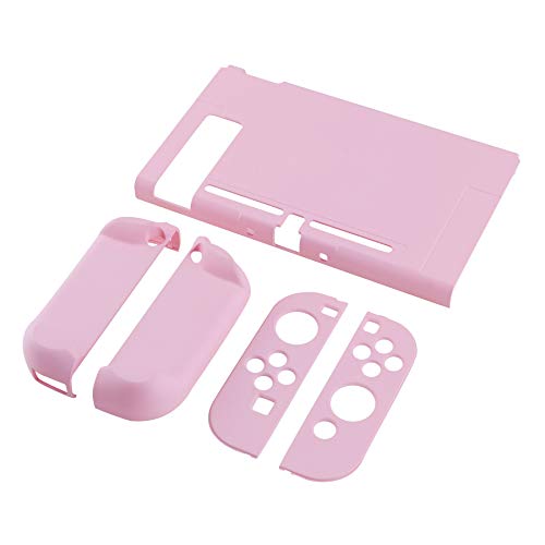 eXtremeRate PlayVital Back Cover for Nintendo Switch Console, NS Joycon Handheld Separable Protector Hard Shell, Dockable Protective Case for Nintendo Switch - Cherry Blossoms Pink