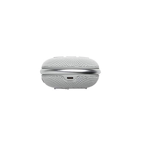 JBL Clip 4 - Bluetooth portable speaker with integrated carabiner, waterproof and dustproof, in white