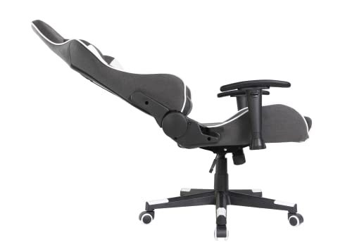 Oversteel - ULTIMET Professional Gaming Chair, Breathable Fabric, 2D Armrests, Height Adjustable, 180° Reclining Backrest, Gas Piston Class 3, Up to 120Kg, Black/White