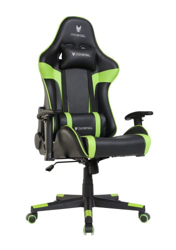 Oversteel - ULTIMET Professional Gaming Chair Leatherette, 2D Armrests, Height Adjustable, Reclining Backrest 180º, Gas Piston Class 3, Up to 120Kg, Green