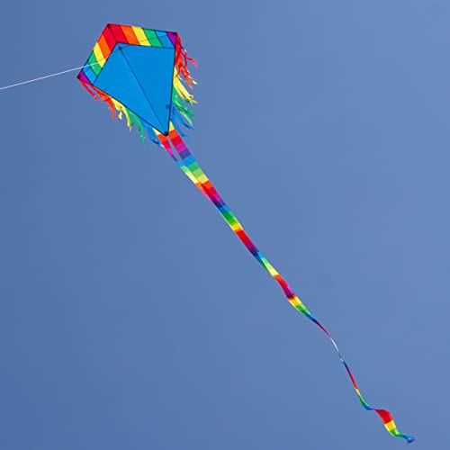 CIM Kite - Maya Eddy Blue - single line kite for children from the age of 3 years up - 65x72cm - incl. 80m kite line and 2x250cm striped tails