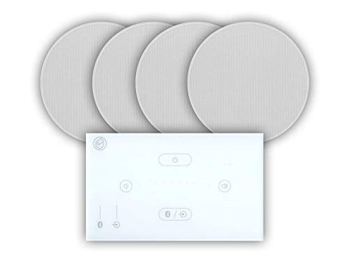 Systemline E50 Built-In Bluetooth Amplifier Hi-Fi Speaker System (White) & 6.5" Ceiling Speakers (2 Pair 6.5" Qi65CB Ceiling Speakers)