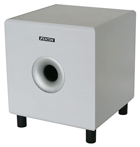 Fenton SHFS10W Active Subwoofer Speaker, 10" for Home Theatre Surround Sound, Hi-Fi Systems, White