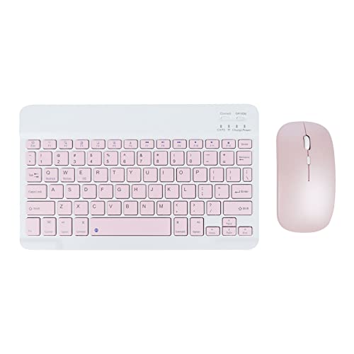 Tynerza Wireless Bluetooth Keyboard and Mouse Combo, Compact Ultra-Thin Sleek Design Cordless Rechargeable Keyboard and Mouse Set 78Keys for PC Computer Mac/Windows/iOS/Android (10 inch - Pink)