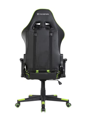 Oversteel - ULTIMET Professional Gaming Chair Leatherette, 2D Armrests, Height Adjustable, Reclining Backrest 180º, Gas Piston Class 3, Up to 120Kg, Green