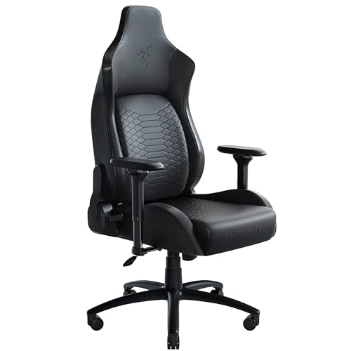 Razer Iskur - Premium Gaming Chair with Integrated Lumbar Support (Desk Chair/Office Chair, Multi-layer Synthetic Leather, Foam Padding, Head Pad, Height Adjustable) Black | XL