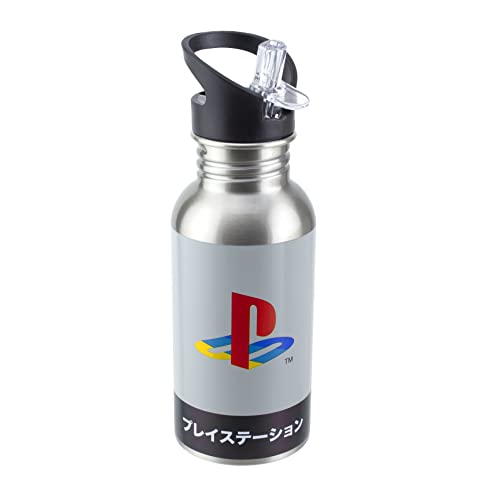 Paladone Playstation Heritage Stainless Steel Water Bottle, 500 ml, 16.9 fl oz, Multicolored