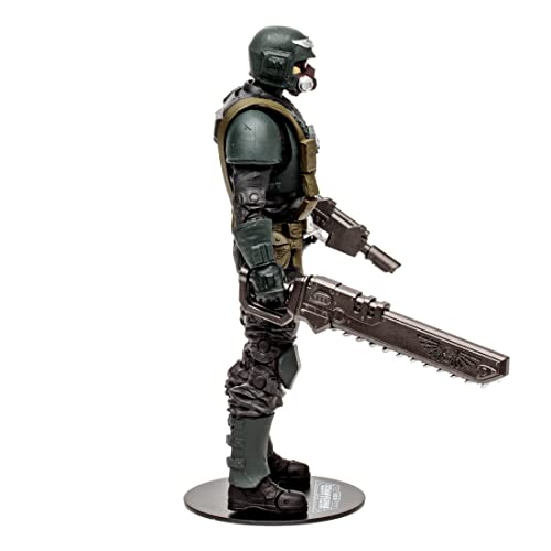 McFarlane Toys, 7-Inch Warhammer 4000 Darktide Veteran Guardsman Action Figure with 22 Moving Parts, Multicolour Collectible Warhammer Figure with collectors stand base - Ages 12+