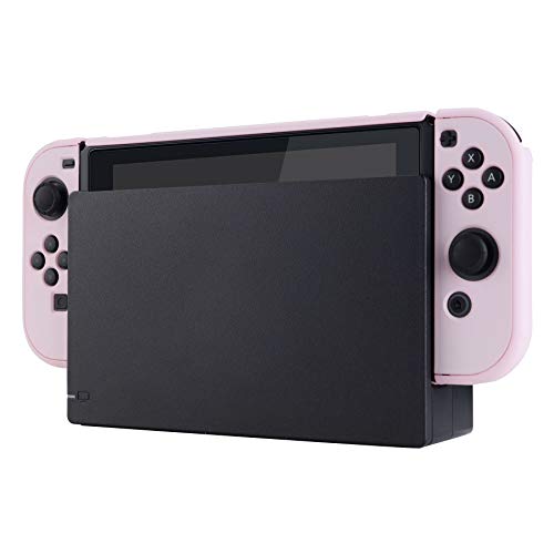 eXtremeRate PlayVital Back Cover for Nintendo Switch Console, NS Joycon Handheld Separable Protector Hard Shell, Dockable Protective Case for Nintendo Switch - Cherry Blossoms Pink