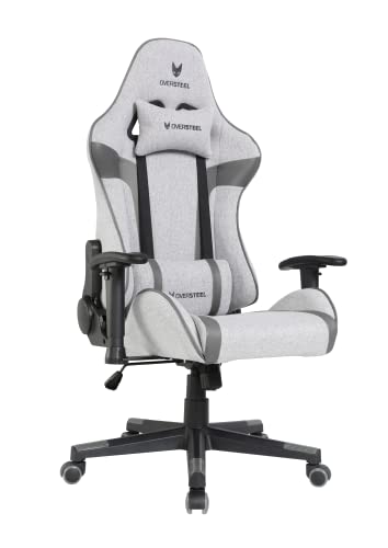 Oversteel - ULTIMET Professional Gaming Chair, Breathable Fabric, 2D Armrests, Height Adjustable, 180° Reclining Backrest, Gas Piston Class 3, Up to 120Kg, Gray