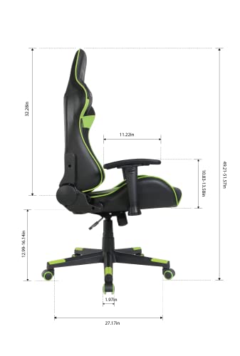 Oversteel - ULTIMET Professional Gaming Chair Leatherette, 2D Armrests, Height Adjustable, Reclining Backrest 180º, Gas Piston Class 3, Up to 120Kg, Green