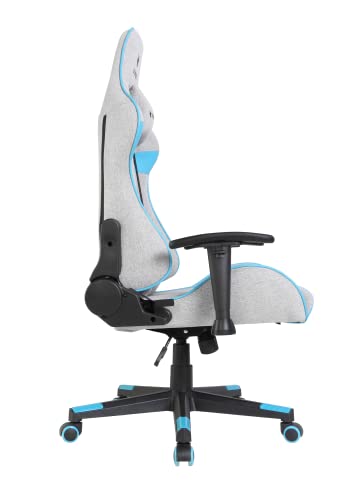 Oversteel - ULTIMET Professional Gaming Chair, Breathable Fabric, 2D Armrests, Height Adjustable, 180° Reclining Backrest, Gas Piston Class 3, Up to 120Kg, Gray/Blue