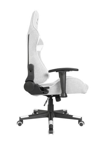 Oversteel - ULTIMET Professional Gaming Chair, Breathable Fabric, 2D Armrests, Height Adjustable, 180° Reclining Backrest, Gas Piston Class 3, Up to 120Kg, Gray/White